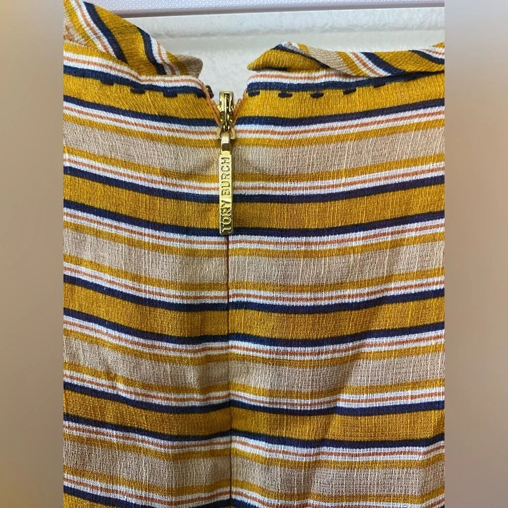 Tory Burch Striped Fit & Flare Midi Dress Short Sleeve Size 6